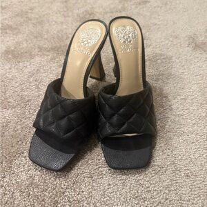 Vince Camuto Black Quilted Mules